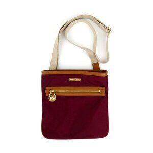 Michael Kors‎ Burgundy & Tan Nylon Crossbody Bag